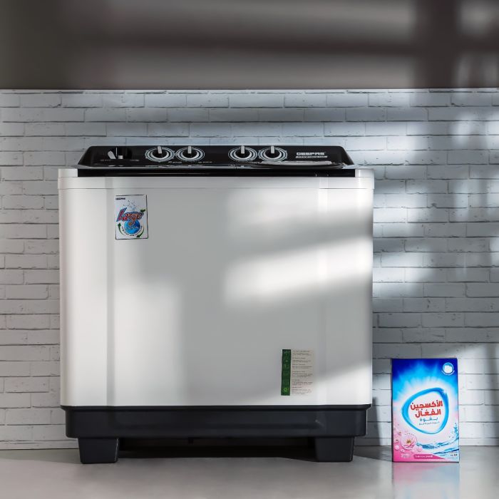 Geepas 15 KG Twin Tub Semi-Automatic Washing Machine- GSWM18012| Fully Knob Control and Semi-Automatic Top Load Washing Machine| Two Water Nets in One Waterfall