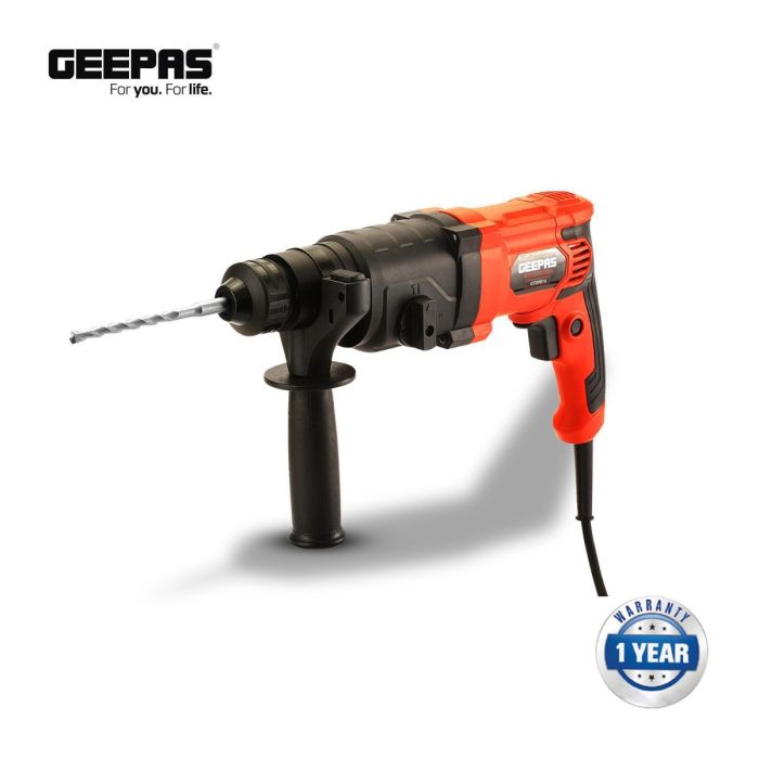 800W Rotary Hammer Electric Drill with Double Pendulum Load Bearing for Superior Impact Energy - 13mm Chuck and Adaptor - 230-240V