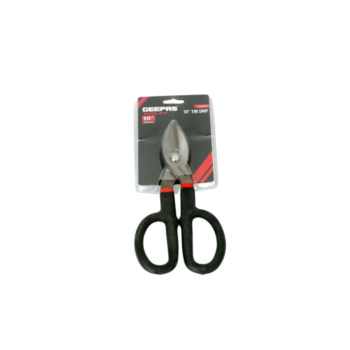 Geepas 10" Tin Snip - Straight Cut Snip Tin with Steel Blades | Cutting Capacity Upto 23 Gauge | Slip Resistant Handle for Long Working | Ideal for Cutting Metal Sheet and Hard Material
