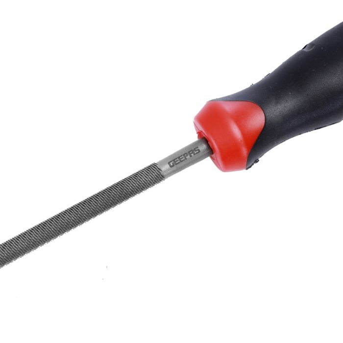 Geepas 8" Inch Round File - Cut Mill File with High-Quality Steel, Ergonomic Grip, Rubber Handle, Finder Hand File for Deburring and Removing Material Ideal for Wood, Metal, Plastic