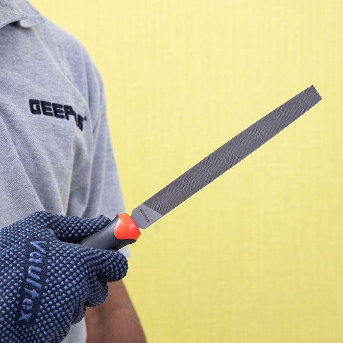 Geepas 8" Inch Half Round File - Cut Mill File with High-Quality Steel, Ergonomic Grip, Rubber Handle, Finder Hand File for Deburring and Removing Material - Ideal for Wood, Metal, Plastic