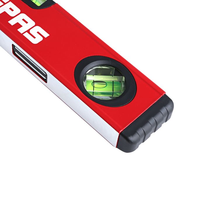Geepas 12’’ Spirit Level - Small, Unbreakable Heavy-Duty Magnetic Torpedo Level with 3 Level Bubbles - Shock Resistant - Pocket Size, Hanging Hole - Scaffold Level for Builders & Construction Site