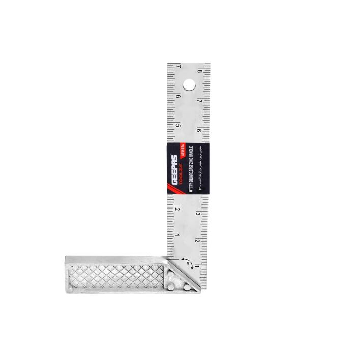Geepas Try Square with Cast Zinc Handle 8" - 90 Degree Angle Corner Ruler | Woodworking Square, Degree Double-Sided Angle Ruler Right Measuring Tool for Carpenters Engineer