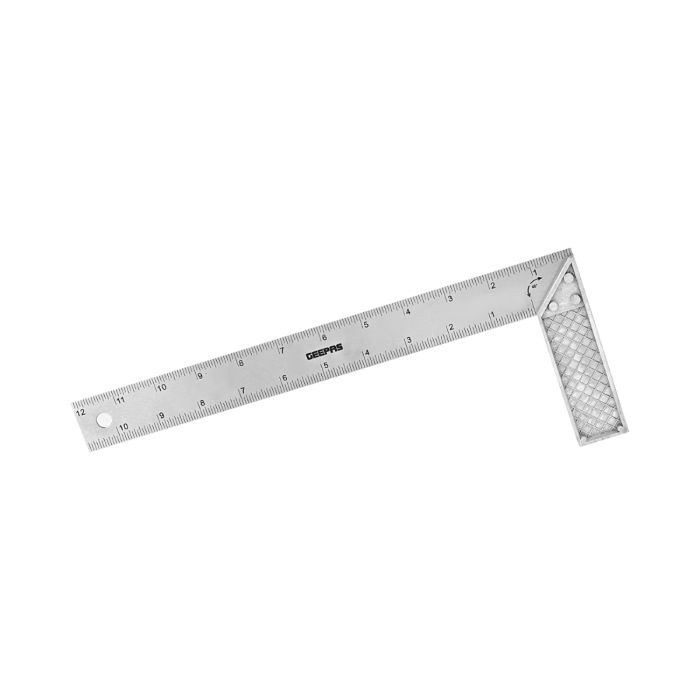 Geepas Try Square with Cast Zinc Handle 12" - 90 Degree Angle Corner Ruler | Woodworking Square, Degree Double-Sided Angle Ruler Right Measuring Tool for Carpenters Engineer