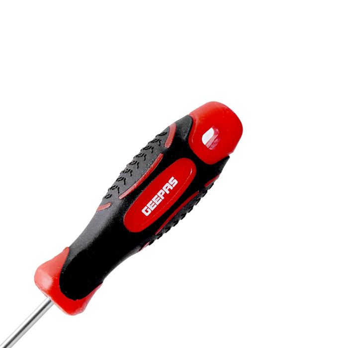 Geepas Precision Screwdriver - Slotted Screwdriver with Soft Grip Rubber Insulated Ergonomic Handle - CR-V Build, Magnetic Tip and Hanging Hole for Easy Carry - Bicolored Red/Black - (SL 3x100mm)