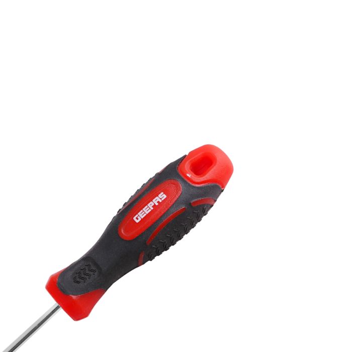 Geepas Precision Screwdriver - Slotted Screwdriver with Soft Grip Rubber Insulated Ergonomic Handle - CR-V Build, Magnetic Tip and Hanging Hole for Easy Carry - Bicolored Red/Black - (SL 3x150mm)