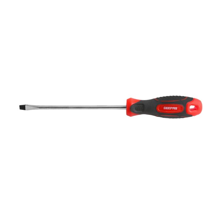Geepas Precision Screwdriver - Slotted Screwdriver with Soft Grip Rubber Insulated Ergonomic Handle - CR-V Build, Magnetic Tip and Hanging Hole for Easy Carry - Bicolored Red/Black - (SL 6.5x250mm)