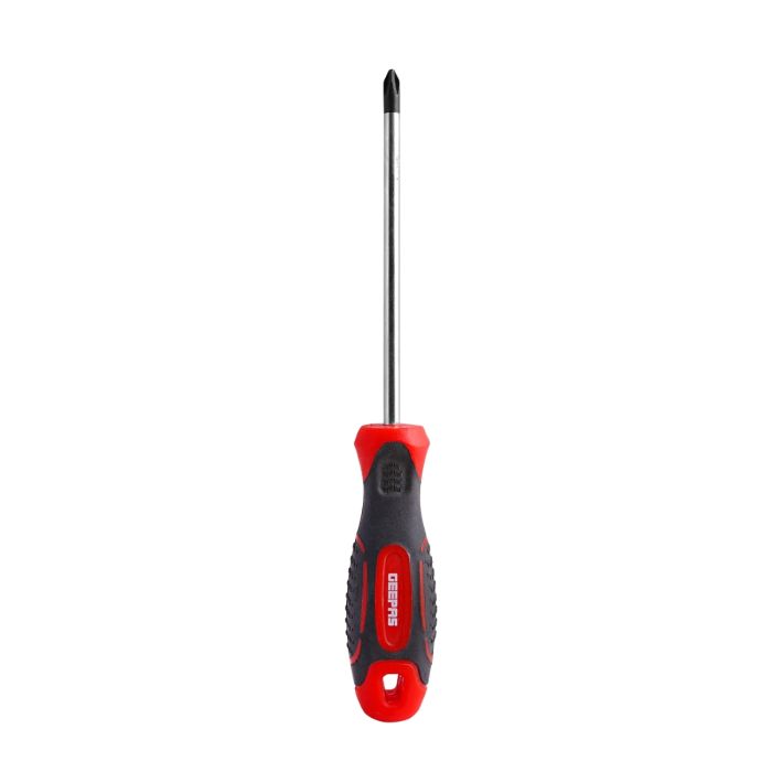 Geepas Precision Screwdriver - Phillips Screwdriver with Soft Grip Rubber Insulated Ergonomic Handle - CR-V Build, Magnetic Tip and Hanging Hole for Easy Carry - Bicolored Red/Black - (PH2x125mm)