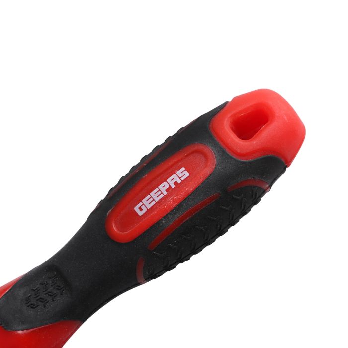 Geepas Precision Screwdriver - Phillips Screwdriver with Soft Grip Rubber Insulated Ergonomic Handle - CR-V Build, Magnetic Tip and Hanging Hole for Easy Carry - Bicolored Red/Black - (PH2x125mm)