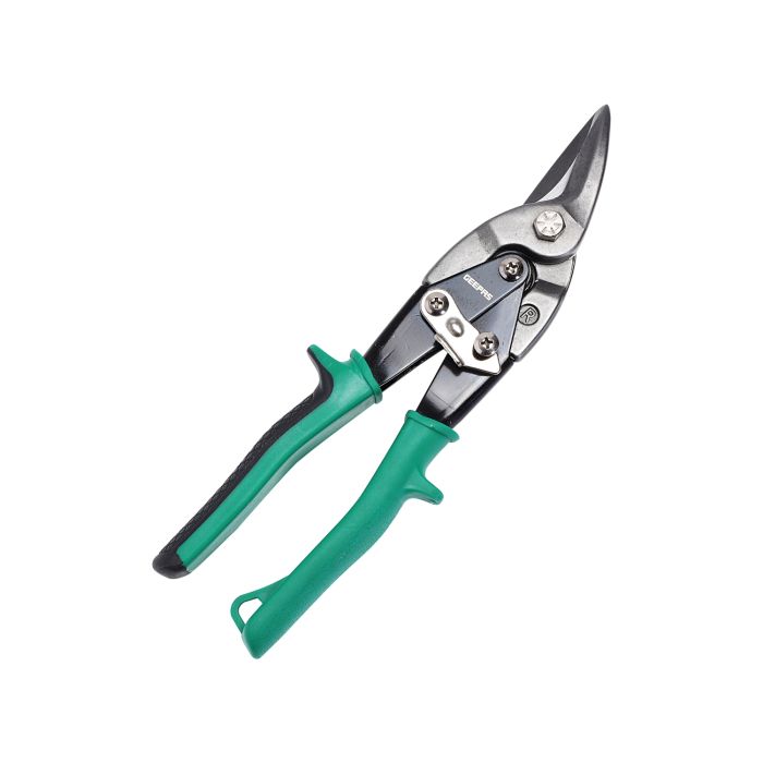 Geepas Aviation Snip Right Cut 250mm - Right Cut Offset Tin with Forged Blade with Twin Spiral Spring, Comfort Grips | Ideal for Cutting Upto 18 Gauge Aluminium, Wire Mesh, Leather, Copper & Plastic