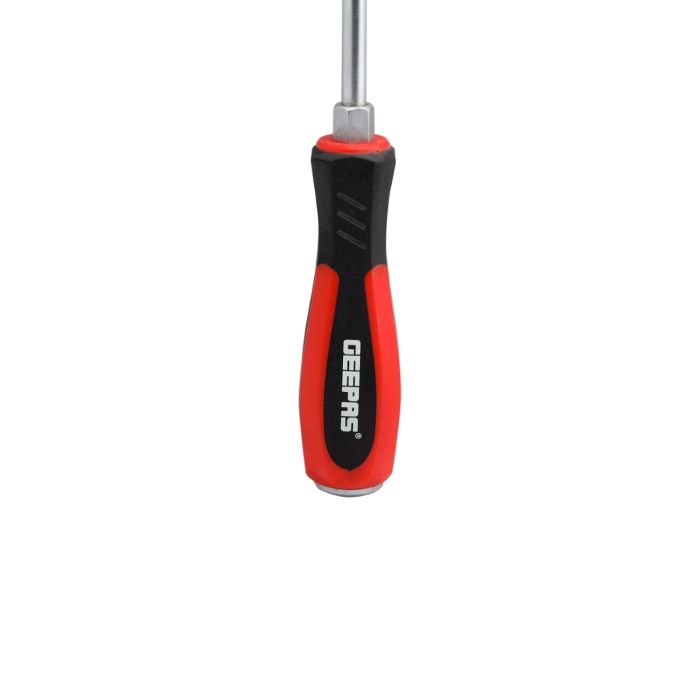 Geepas Precision Screwdriver - Slotted Screwdriver with Soft Grip Rubber Insulated Ergonomic Handle - CR-V Build, Magnetic Tip and Hanging Hole for Easy Carry - Bicolored Red/Black - (SL 8x150mm)