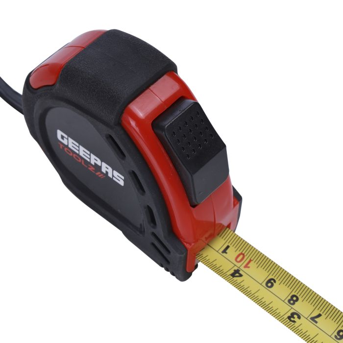 Geepas 5M, 19mm Measuring Tape | Pocket Tape with ABS Construction Plastic Shell | Rubber Coating makes it Resistant to Abrasion | +-0.2mm Accuracy