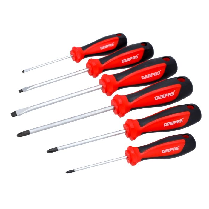Screwdriver Set - 6Pcs, General Purpose Screwdriver, GT7631 | Rubber Insulated Handle for Comfortable Grip | Slotted & Phillips Screwdriver | Double Blister Package