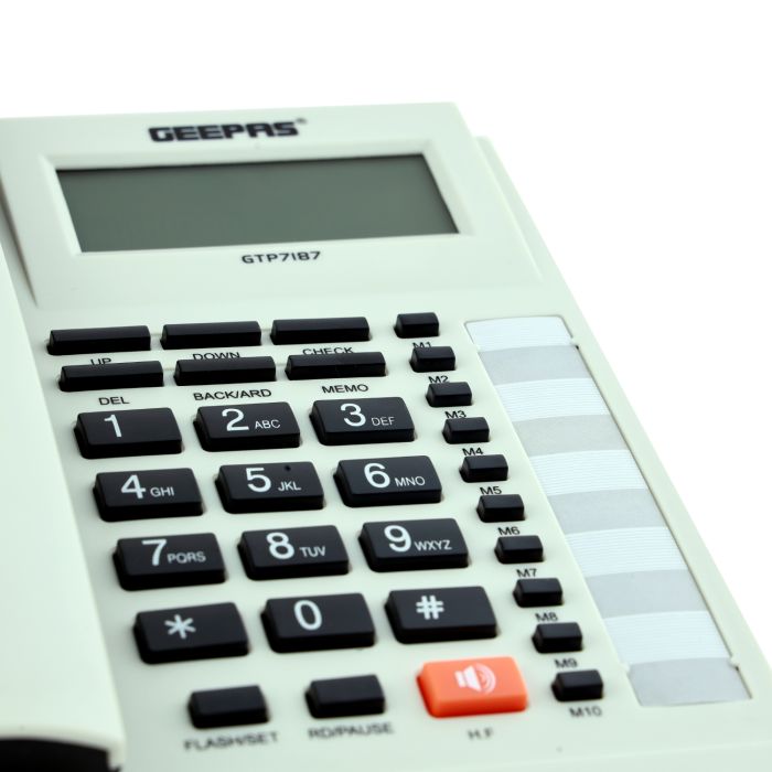 Geepas Home Telephone - Recording 15 Out & 50 Incoming Calls with Auto Redial | Hands-Free Calling, 16 ringtone & Local Area Code Setting