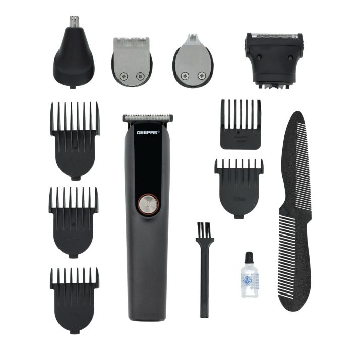 Digital Rechargeable 11-in-1 Grooming Kit, GTR56048 | 4 Combs | Nose Trimmer, Micros Shaver, Design Trimmer | LED Display & Charging Indicator | Stainless Steel Blade