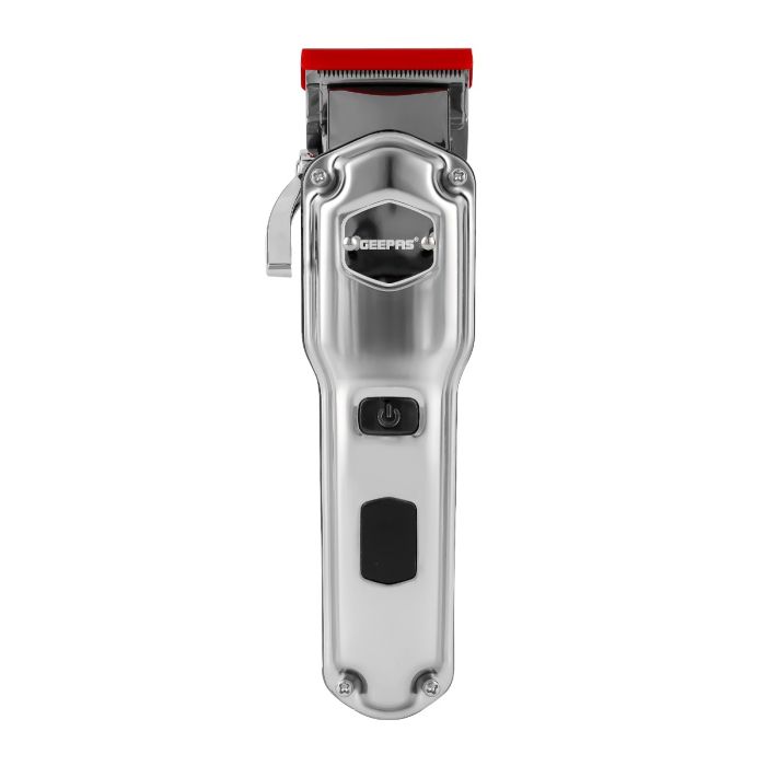 Geepas Rechargeable Hair and Beard Trimmer- GTR57510/ with High-Capacity Li-ion Battery and 180 min Working Time/ Detachable Blades and Waterproof IPX7/ LED Display, Cordless, Perfect for Home and Saloon Styling/ 2 Years Warranty, Silver