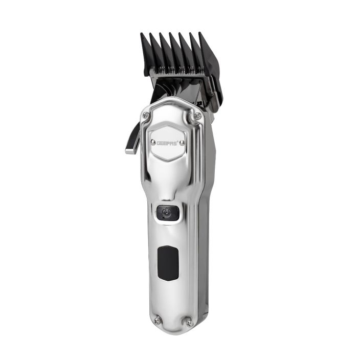 Geepas Rechargeable Hair and Beard Trimmer- GTR57510/ with High-Capacity Li-ion Battery and 180 min Working Time/ Detachable Blades and Waterproof IPX7/ LED Display, Cordless, Perfect for Home and Saloon Styling/ 2 Years Warranty, Silver