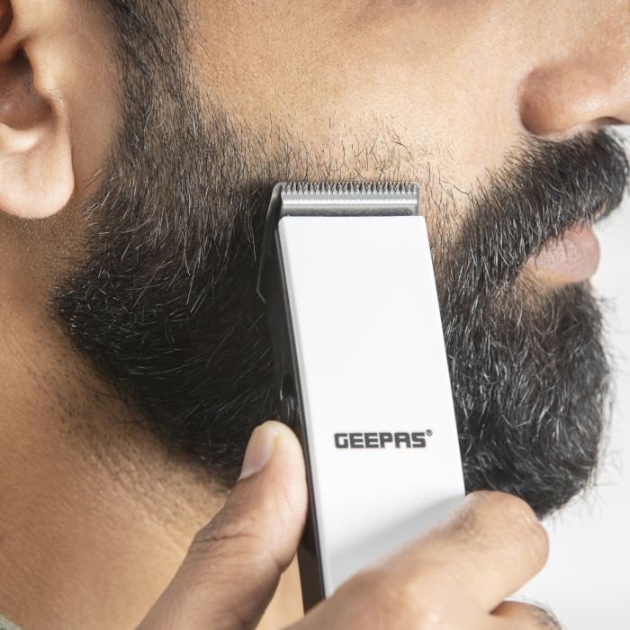Geepas Rechargeable Hair Clipper - Grooming Kit with Comfortable Grip, Stainless Steel Precision Cutting Blade, Cordless Operation, Indicator Light with 30 Minute Working | Ideal for Short & Long Hairs | 2 Years Warranty