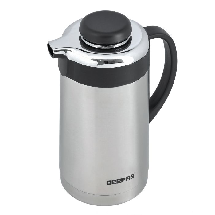 Geepas GVF27016 Stainless Steel Vacuum Flask |  1.3 L| Double Wall Insulation Keeps Beverages Hot & Cold for Long Hours | Leak Proof | Easy to Clean | 2 Years Warranty
