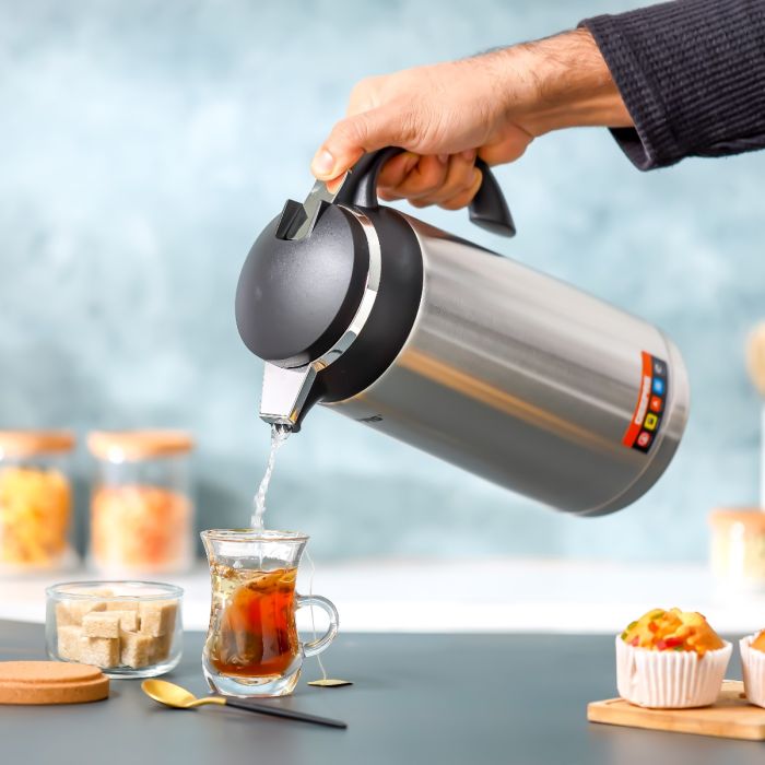 Geepas GVF27025  Stainless Steel Vacuum Flask | 1.9 L Capacity| Double Wall Insulation| Hot & Cold Beverage Flask Up to 24 Hours | Easy to Clean | 2-Year Warranty