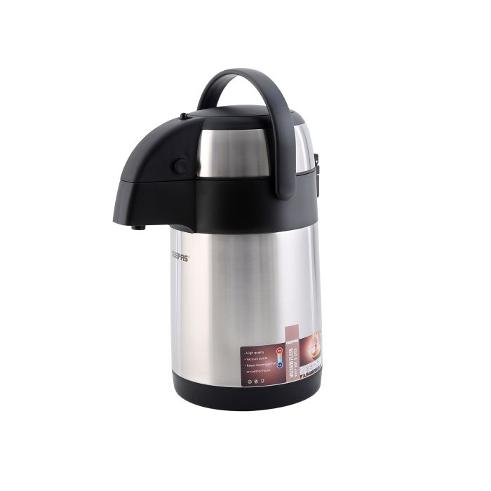 Geepas GVF5262  Vacuum Flask | 2.5 L Capacity| Stainless Steel Double Wall Insulated Hot & Cold Thermos | Leak-Proof Design | Ideal for Travel, Office & Outdoor Use