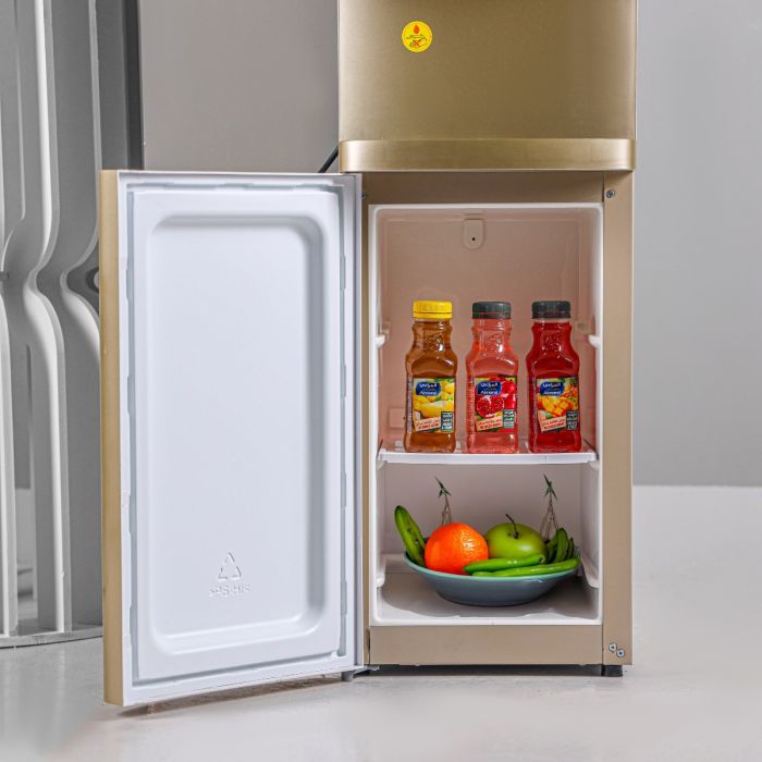 Geepas Water Dispenser with Cabinet- GWD17028/ Normal, Hot and Cold Function, and 3 Taps, Stainless Steel Pipes/ Hi-Tech Childproof Tap Design, Anti-Bacterial, Perfect for Home, School, Apartments, Office, etc./ Metallic bronze, 2 Year Warranty