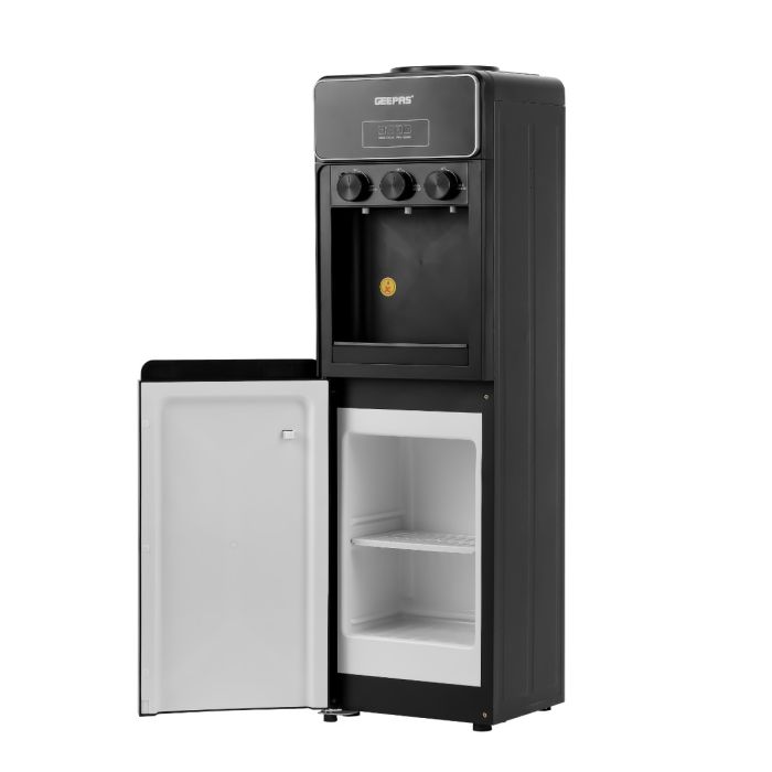 Geepas Water Dispenser with Cabinet- GWD17038/ Normal, Hot and Cold Function, and 3 Adjustable Knob Faucet/ with Safety System, Child Lock