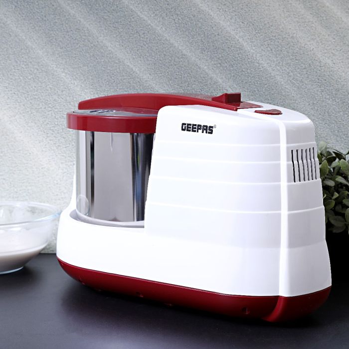 Geepas 2L Wet Grinder GWG7304 | 200W | Stainless Steel Drum | High Quality Grinding Stones | Interlocking Mechanism | Atta Kneader & Coconut Scraper |2 Years Warranty