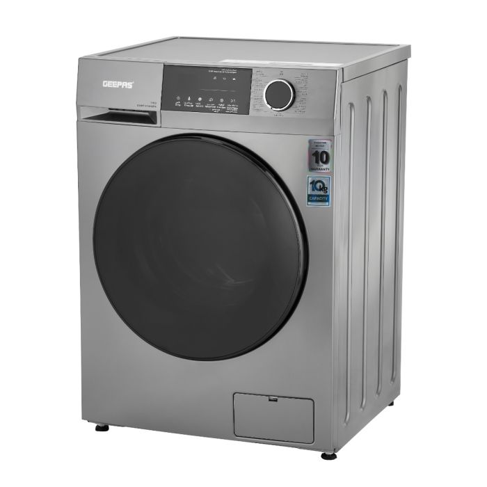 Geepas GWMF10140SRM Front Loading Washing Machine | 10kg Capacity | 1400 RPM| Inverter Motor with 10-Year Warranty| LED Display| 15 Wash Programs | 1  Year Warranty