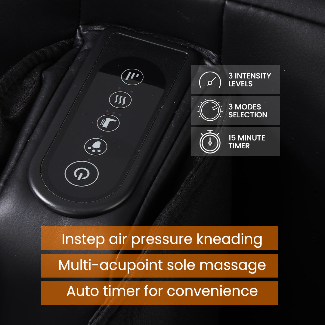 Geepas Multifunctional Foot & Leg Massager GM86105 | 3 Intensity Levels, 3 Massage Modes| Calf Vibration| Instep Air Pressure Kneading| 15-Min Timer| Dual-Purpose Design