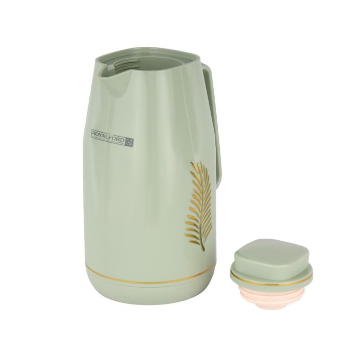 Royalford 1.0 L (33.5 oz) Vacuum Flask- RF12142/ with Pink Glass Inner and PP Outer Body/ Keeps Your Drinks Hot or Cold, Asbestos-Free and Hygienic/ Leak-Proof and Portable Design/ Suitable for Indoor and Outdoor Use/ Gold and Grey