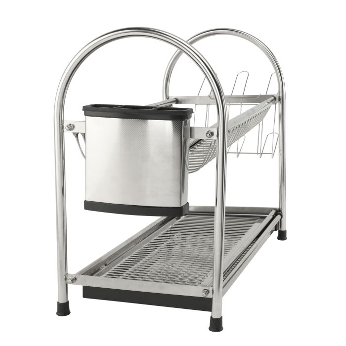 Royalford RF10065 2 Layer Stainless Steel Dish Rack - Large Capacity Rack with Removable Drip Tray | Perfect to Keep Plates, Bowls, Glasses, Cups & More