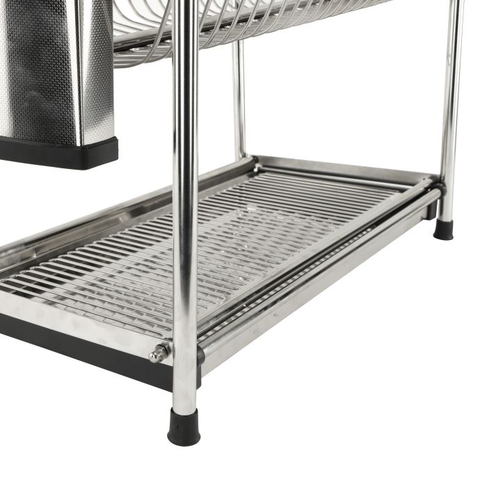Royalford RF10065 2 Layer Stainless Steel Dish Rack - Large Capacity Rack with Removable Drip Tray | Perfect to Keep Plates, Bowls, Glasses, Cups & More