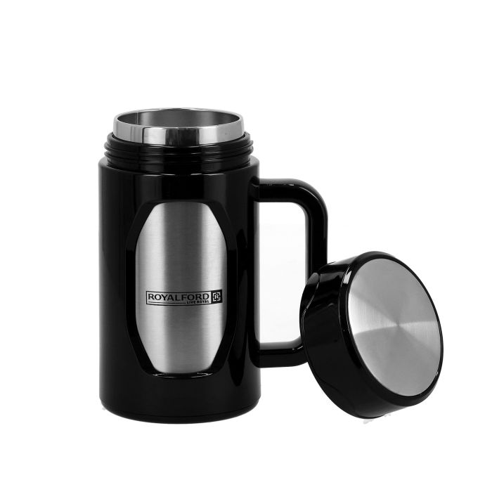 Travel Mug with Strainer, ABS Outer & SS Inner, RF10085 | 400ml Mug with Handle | Preserve Flavour & Freshness | Hot/ Cold for Hours | Portable and Leak Resistant