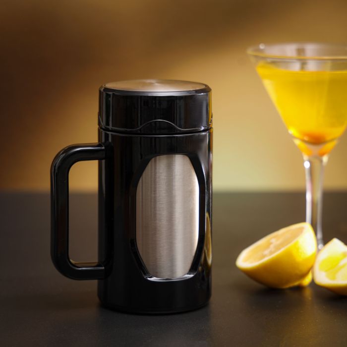 Travel Mug with Strainer, ABS Outer & SS Inner, RF10085 | 400ml Mug with Handle | Preserve Flavour & Freshness | Hot/ Cold for Hours | Portable and Leak Resistant
