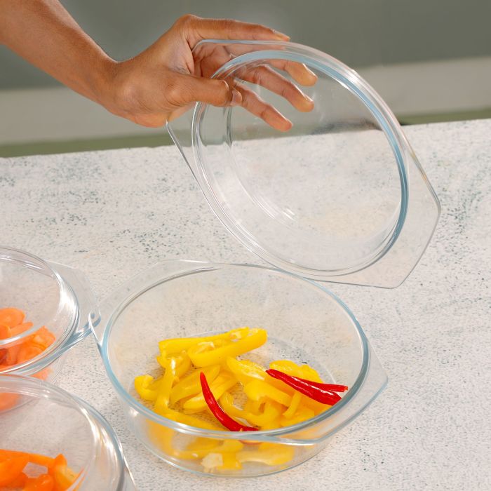 3Pcs Glass Casserole Set, Borosilicate Glass, RF10270 | High Thermal Shock-Resistant Container | Casserole with Lid | Microwave, Electric Oven, Freezer and Dishwasher Safe