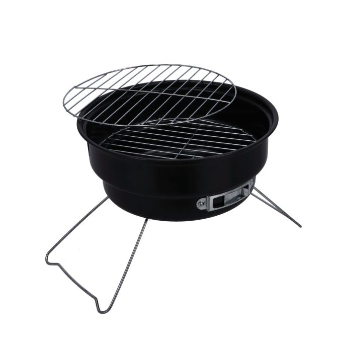Round Barbeque Stands with Grill, Foldable, RF10356 - Durable Iron Construction Larger Grilling Area,Folding Camping Picnic Garden Festival Cooker