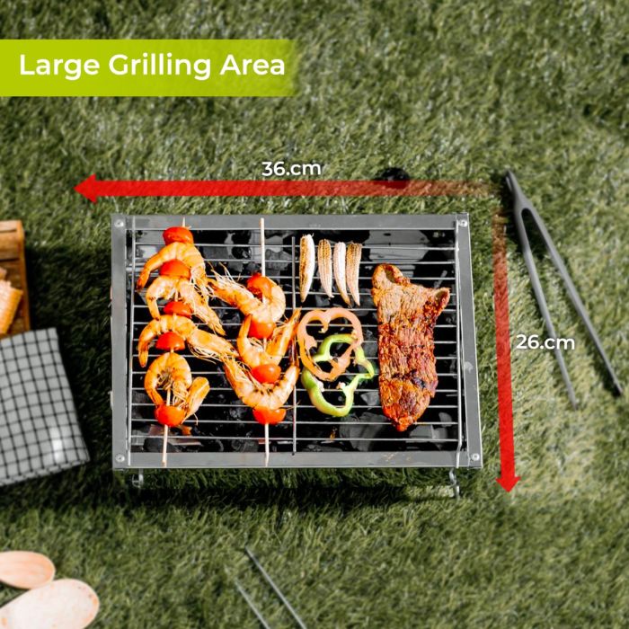 Barbecue Stand with Grill, Quality Material, RF10361 | Durable Stainless-Steel Construction | Portable Folding Charcoal BBQ Grill for Outdoor Picnic Garden Terrace Camping