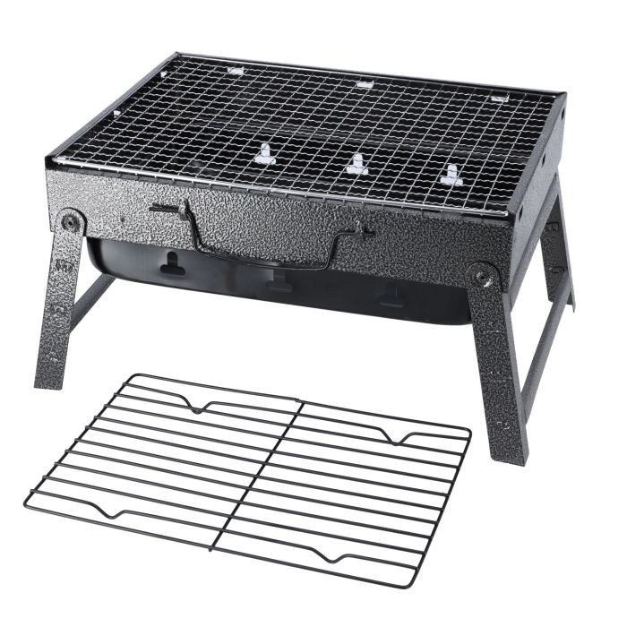 Barbecue Stand with Grill, RF10357 - Foldable Barbecue Charcoal Grill, Folding Tabletop Kabab Smoker Grill for Outdoor Camping, Durable Iron