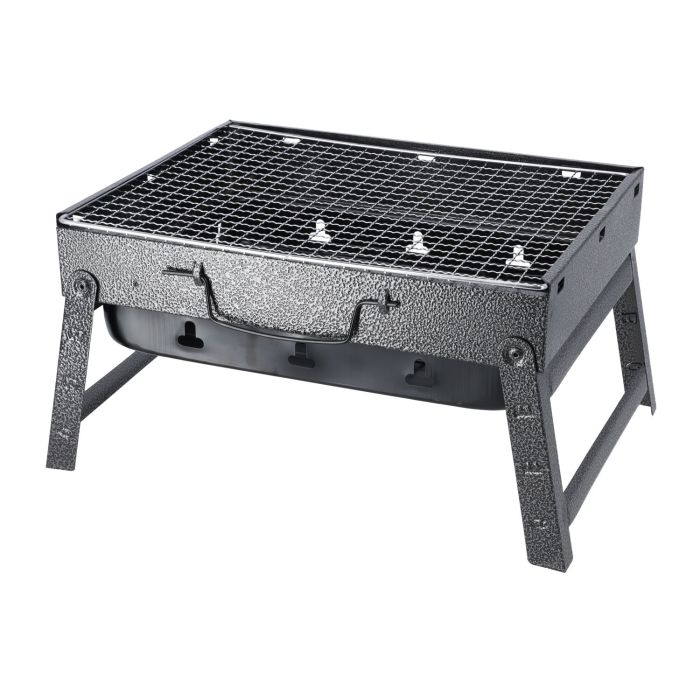 Barbecue Stand with Grill, RF10357 - Foldable Barbecue Charcoal Grill, Folding Tabletop Kabab Smoker Grill for Outdoor Camping, Durable Iron