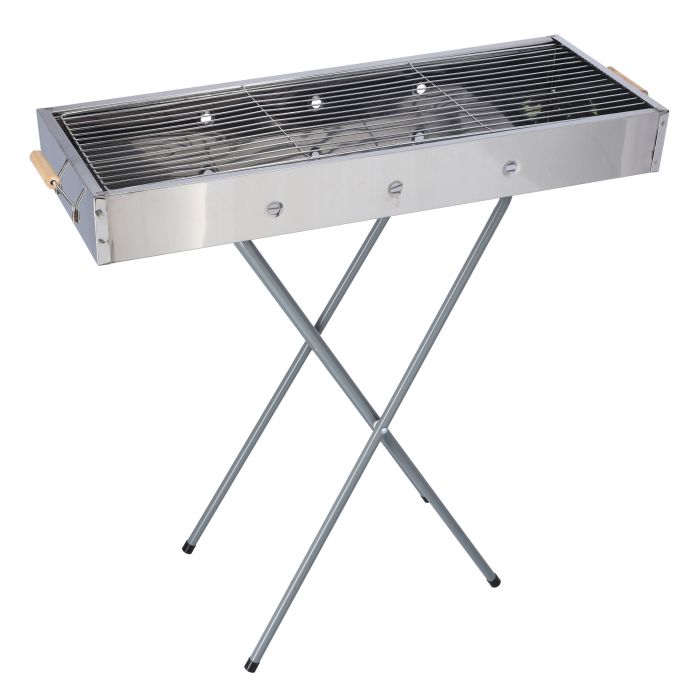 Barbecue Stand with Grill, RF10366 - Durable Stainless Construction, Foldable and Portable Outdoor Charcoal BBQ, Larger Grilling Area