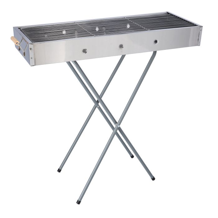 Barbecue Stand with Grill, RF10366 - Durable Stainless Construction, Foldable and Portable Outdoor Charcoal BBQ, Larger Grilling Area