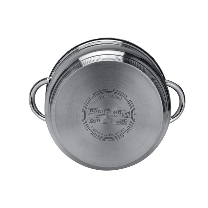 10Pcs Stainless Steel Cookware Set, RF10390 - Induction Compatible Base, Dishwasher-safe, Strong, Heavy-Duty Riveted Handles