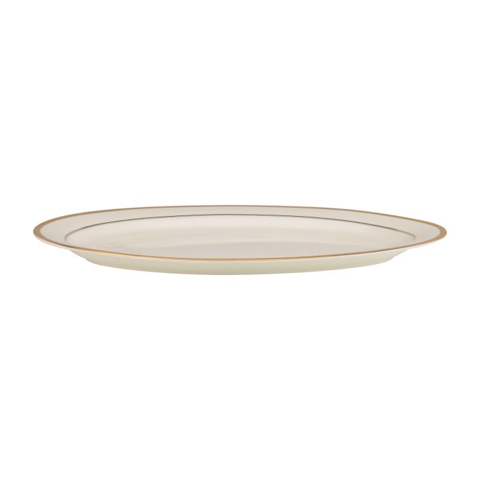 Premium Bone China Plates, 14" Oval Dinner Plate, RF10466 | Deep Plate with Elegant Golden Border | Ideal for Dinner, Lunch, Breakfast, Parties & More
