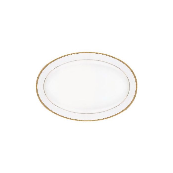Premium Bone China Plates, 14" Oval Dinner Plate, RF10466 | Deep Plate with Elegant Golden Border | Ideal for Dinner, Lunch, Breakfast, Parties & More