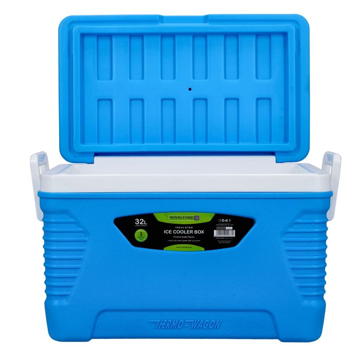 Insulated Ice Cooler Box, 32L Portable Ice Chest, RF10479 | 3 Layer PP-PU-HDPE | Premium Quality Polymer | Thermal Insulation | Camping Cooler Ice Box for BBQs, Outdoor Activities