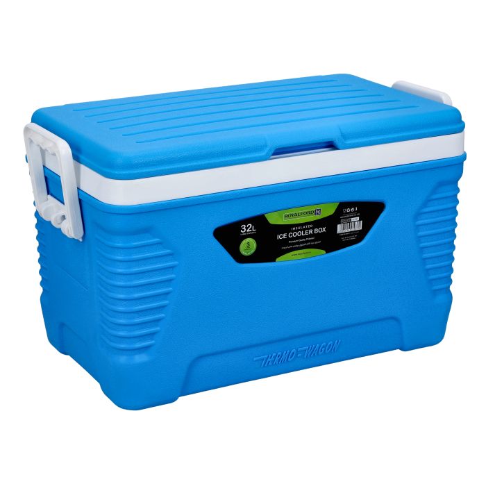 Insulated Ice Cooler Box, 32L Portable Ice Chest, RF10479 | 3 Layer PP-PU-HDPE | Premium Quality Polymer | Thermal Insulation | Camping Cooler Ice Box for BBQs, Outdoor Activities