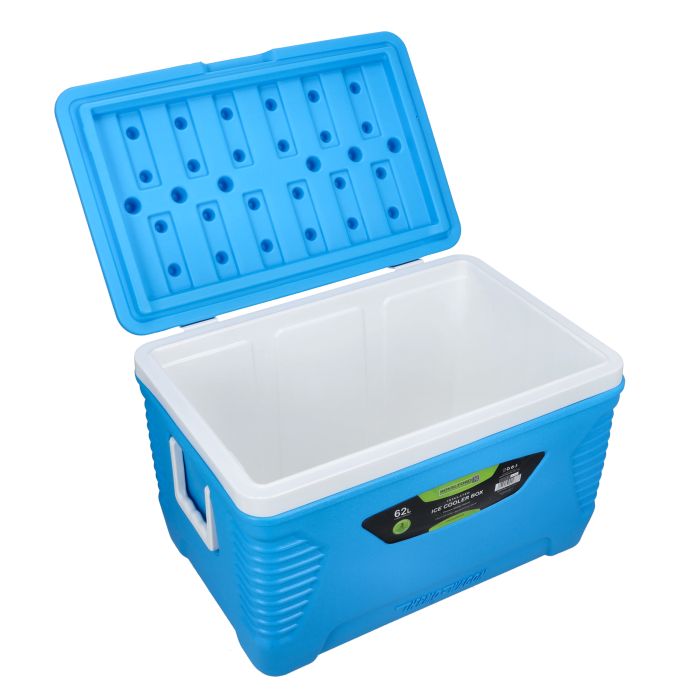 Insulated Ice Cooler Box, 62L Portable Ice Chest, RF10480 | 3 Layer PP-PU-HDPE | Premium Quality Polymer | Thermal Insulation | Camping Cooler Ice Box for BBQs, Outdoor Activities