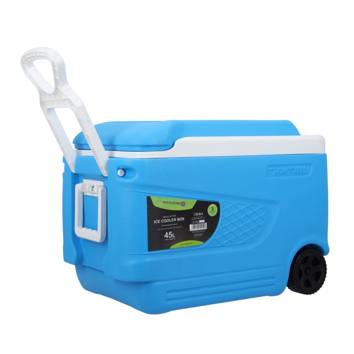 Insulated Ice Cooler Box, 45L Portable Ice Chest, RF10482 | 3 Layer PP-PU-HDPE | Premium Quality Polymer | Thermal Insulation | Ice Cooler with Wheels & Handle