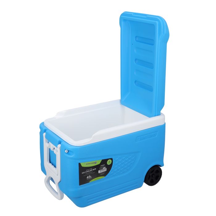 Insulated Ice Cooler Box, 45L Portable Ice Chest, RF10482 | 3 Layer PP-PU-HDPE | Premium Quality Polymer | Thermal Insulation | Ice Cooler with Wheels & Handle